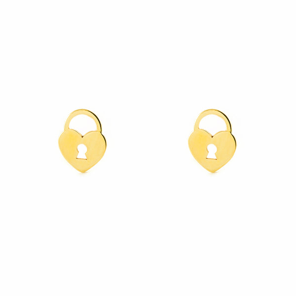 9ct Yellow Gold Lock Earrings shine