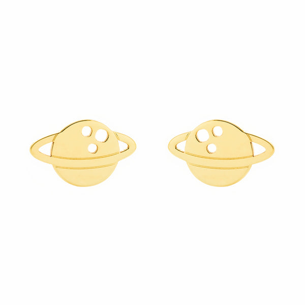 9ct Yellow Gold Planet Earrings shine