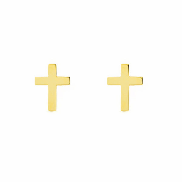 9ct Yellow Gold Cross Earrings shine
