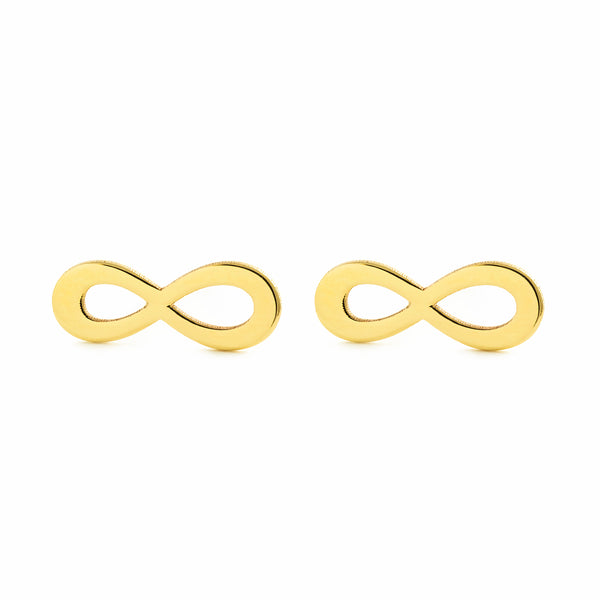 Pendientes Mujer-Niña Oro Amarillo 9K Liso Infinito Brillo