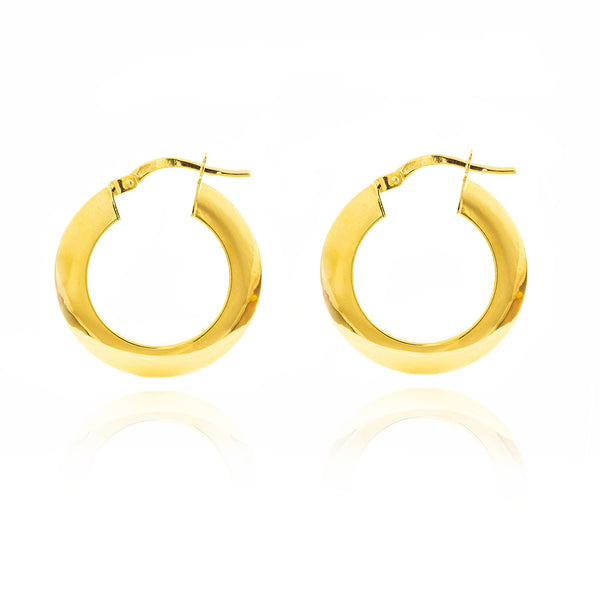 Pendientes Oro Amarillo 18K Aros Brillo 22 x 2 mm