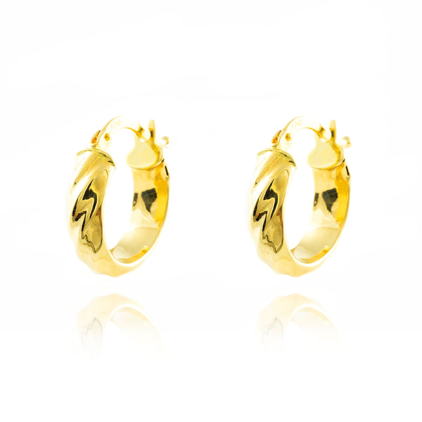 18ct Yellow Gold Hoops Earrings shine 14x4 mm