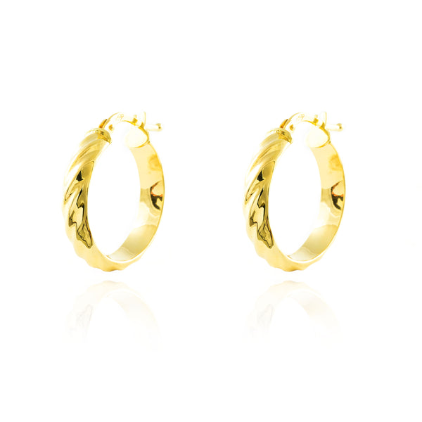 18ct Yellow Gold Hoops Earrings shine 20x4 mm