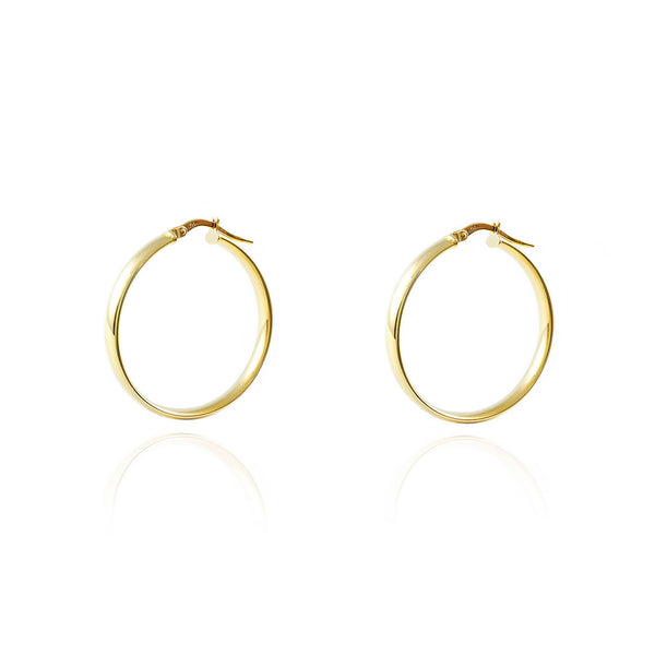 18ct Yellow Gold Hoops Earrings shine 22x4 mm