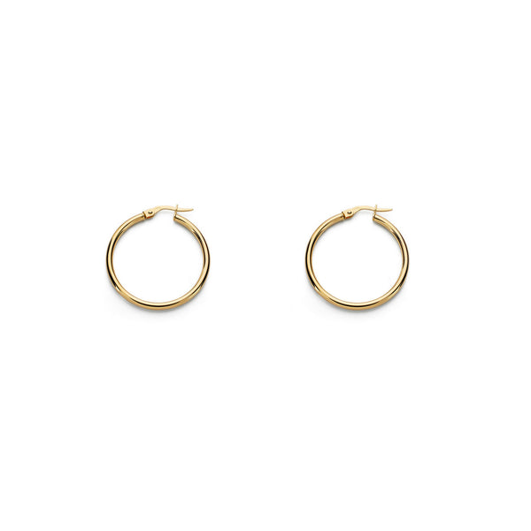 Pendientes Oro Amarillo 18K Aros Redondo Brillo 27 x 1,5 mm