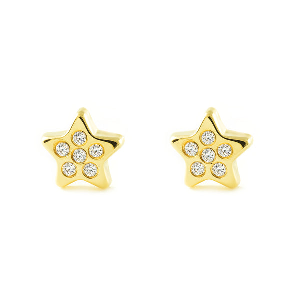 Pendientes Mujer-Niña Oro Amarillo 9K Estrella Circonitas Brillo