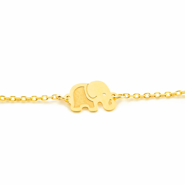 Pulsera Oro Amarillo elefantes mate y brillo con perlas (9kts)