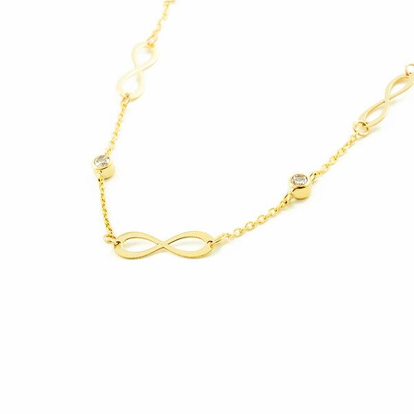9ct Yellow Gold Infinite Cubic Zirconias Necklace 40 cm
