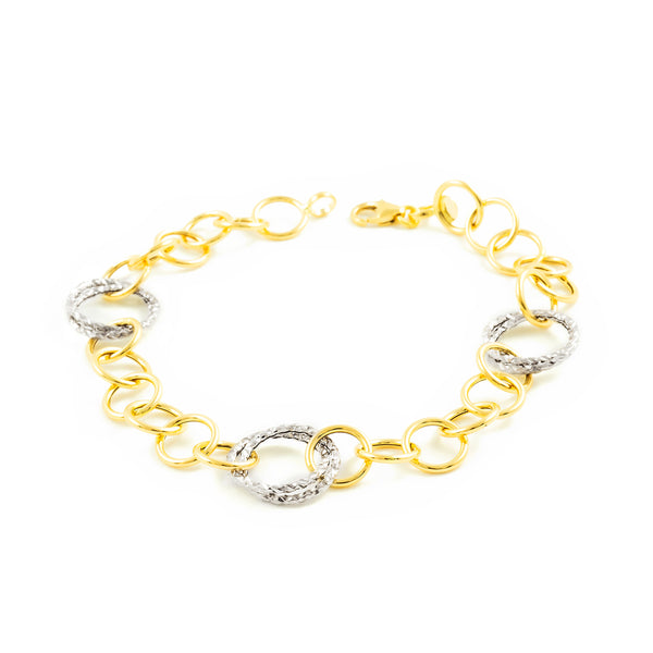 Pulsera Mujer Oro Bicolor 18K Fantasia Hueca 20 cm