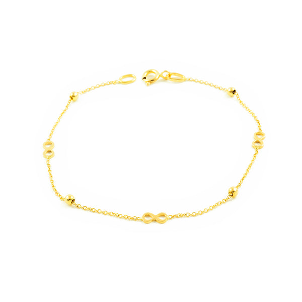  18ct Yellow Gold Infinity Shine Women's Bracelet 18 cm