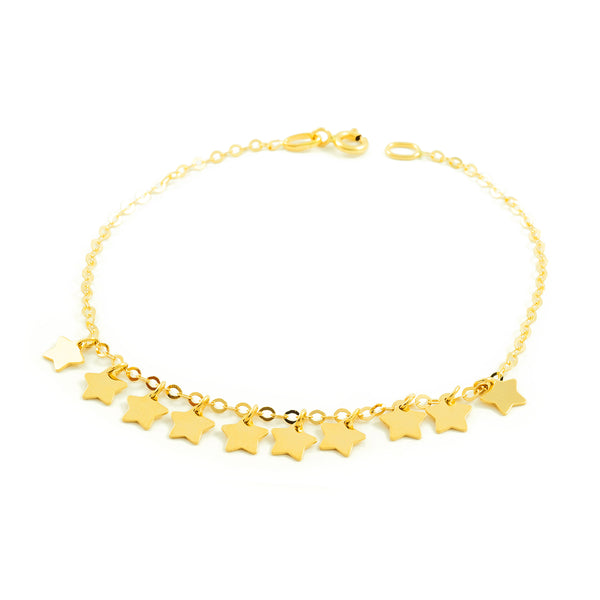 Pulsera Mujer-Niña Oro Amarillo 18K Estrellas Brillo 18 cm