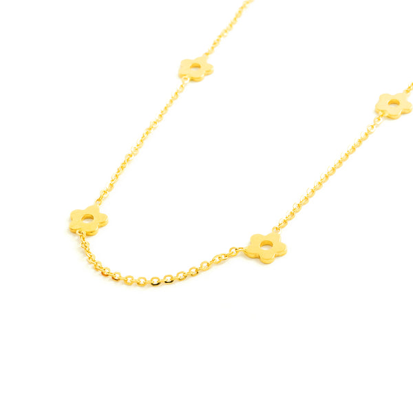 18ct Yellow Gold Flowers Necklace 42 cm