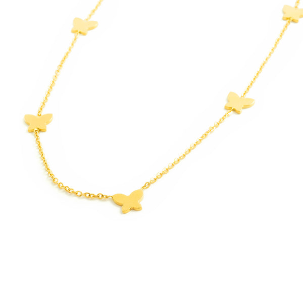 Collar Mujer Oro Amarillo 18K Mariposas Brillo