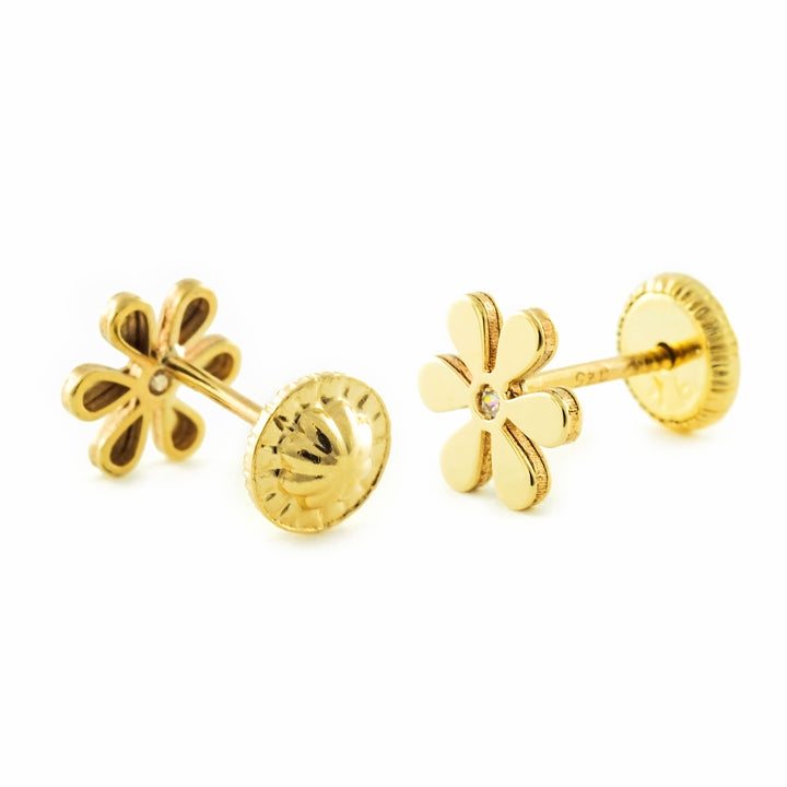 Pendientes Niña Oro 9k Flor Circonita