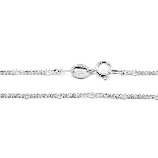 18ct White Gold Shiny Chain necklace thick 1 mm