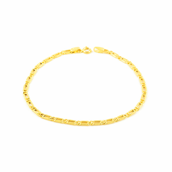 Pulsera Mujer Oro Amarillo 18K Ojo de Perdiz Brillo 19 cm