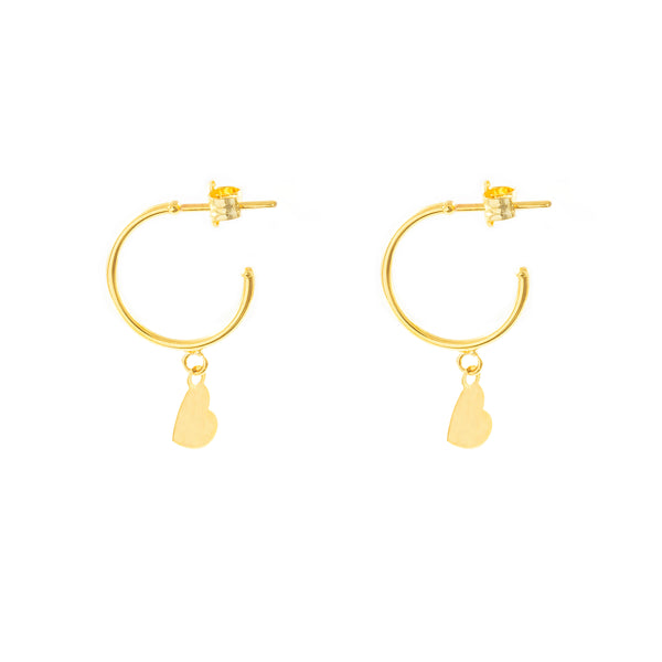 9ct Yellow Gold Heart Hoops Earrings shine 21x5 mm