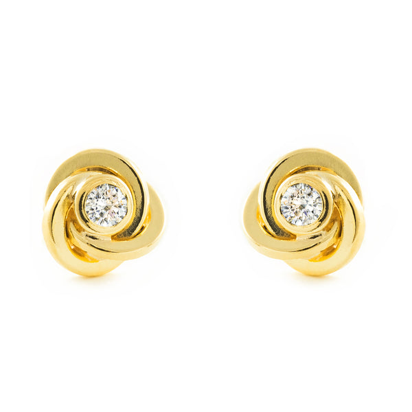 9ct Yellow Gold Knot Cubic Zirconia 2.5 mm Earrings shine