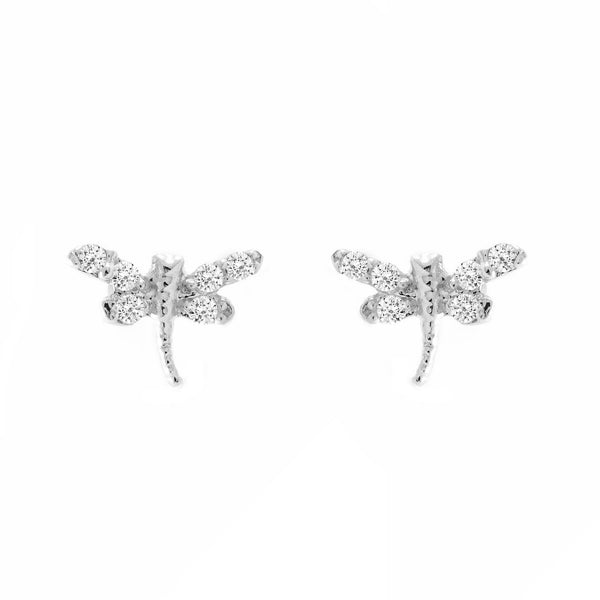9ct White Gold Dragon-fly Cubic Zirconias Earrings shine