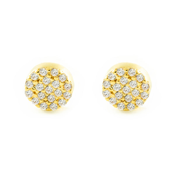 9ct Yellow Gold Round Cubic Zirconias Earrings shine