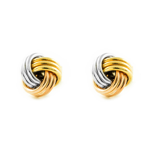 9 Carat Tricolour Gold (375/1000) Knot Earrings