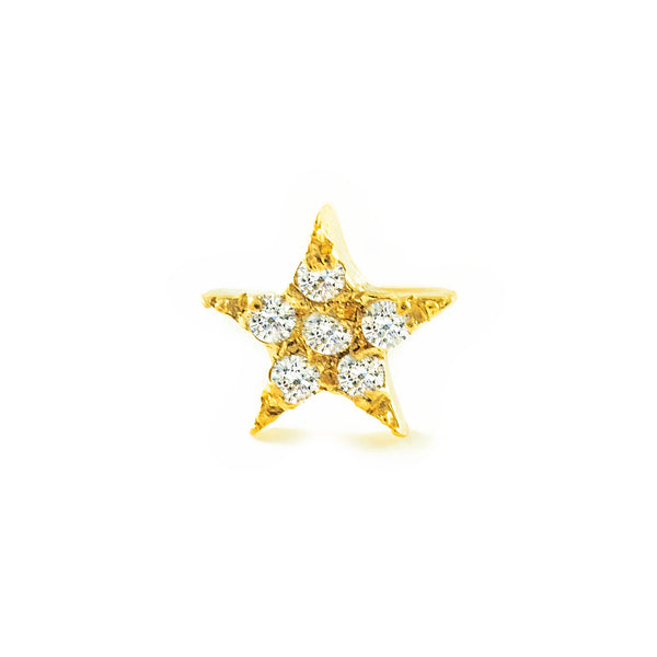 Yellow Gold 9K Cartilage Star Piercing with Cubic Zirconia Shine