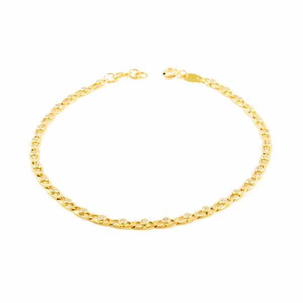 9ct Yellow Gold Women's Bracelet Bilbao Zirconias Shine 20 cm
