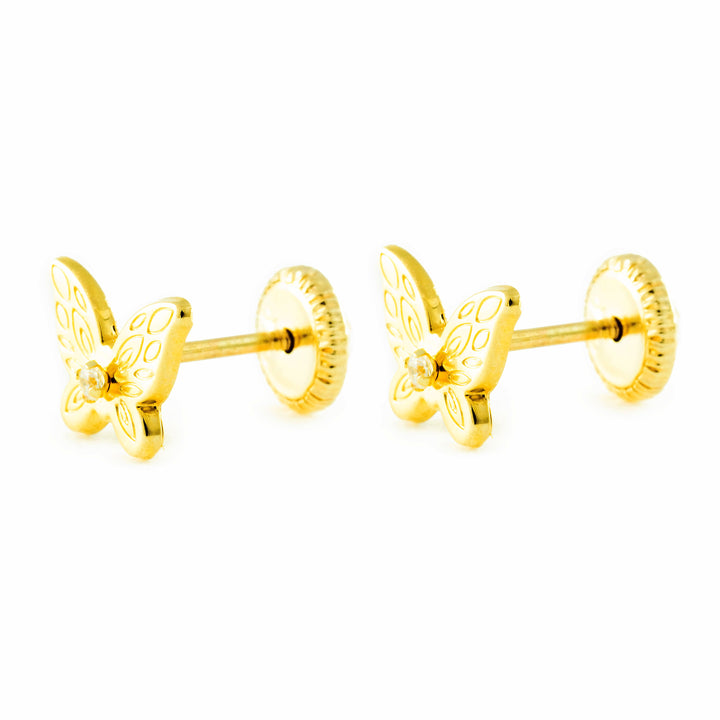 Pendientes Niña Oro 9k Mariposa Circonita