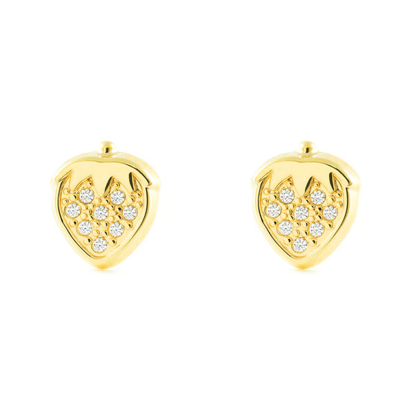 9ct Yellow Gold Strawberries Cubic Zirconias Children's Girls Earrings shine