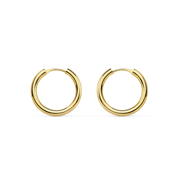 18ct Yellow Gold Flexibles Hoops Earrings shine 12x1.5 mm