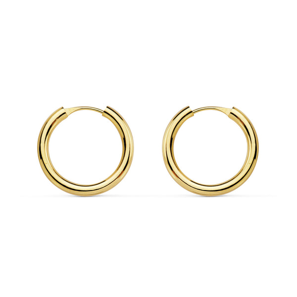 18ct Yellow Gold Flexibles Hoops Earrings shine 15x1.5 mm