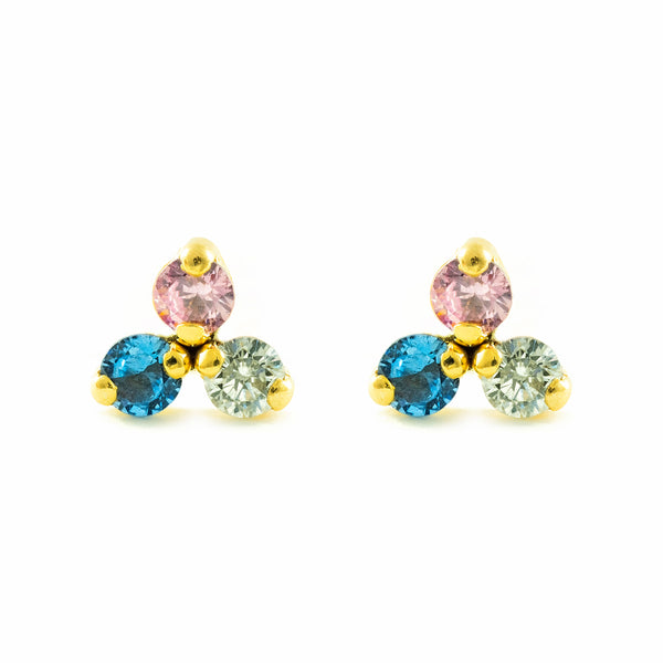 Pendientes Mujer-Niña Oro Amarillo 9K Circonitas Color Brillo