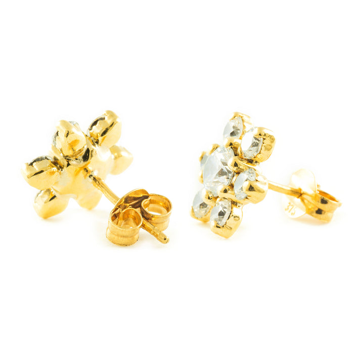 Pendientes Niña Oro 9k Flor de corazones Circonita