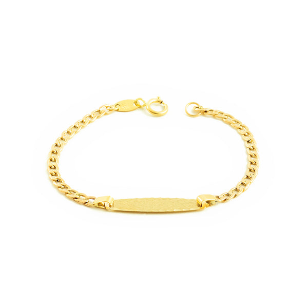 9ct Yellow Gold Personalized Baby Girl Slave Bracelet Matte and Shine Finish 12 cm