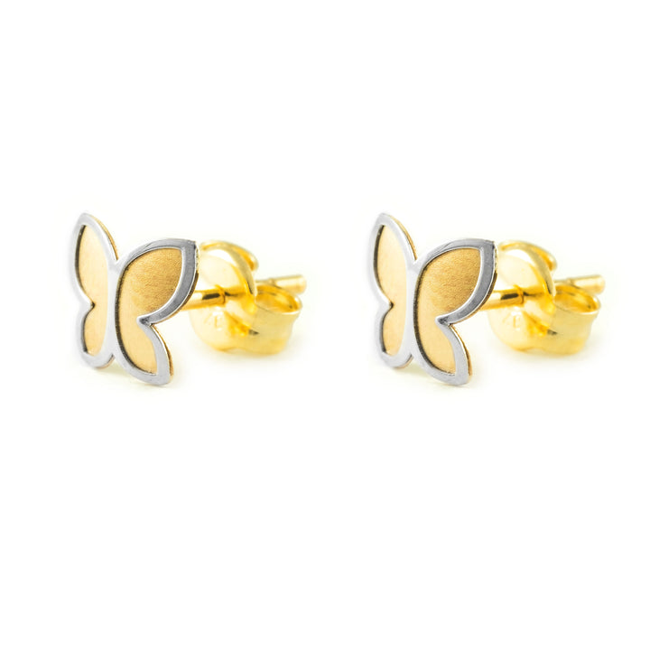 Pendientes Niña Oro Bicolor 18k Flor