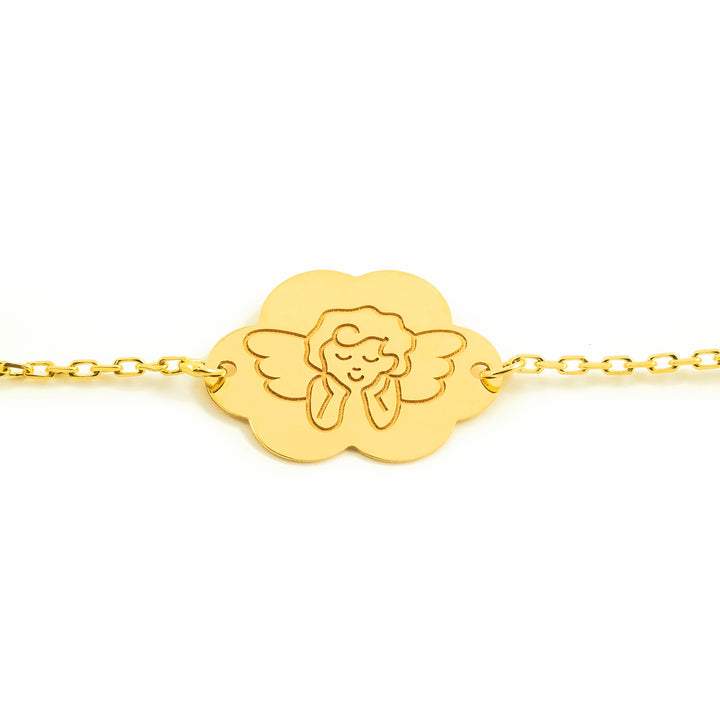 Pulsera oro angelito con nacar (9Kts)