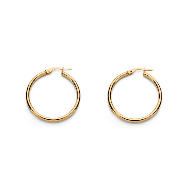 9ct Yellow Gold Hoops Earrings shine 33x2 mm