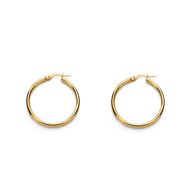 9ct Yellow Gold Hoops Earrings shine 33x1.5 mm