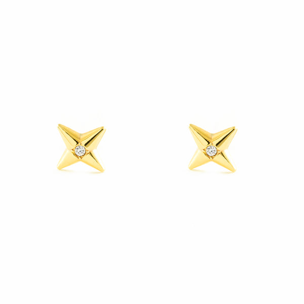 Pendientes Niña Oro Amarillo 9K Estrella Circonita Brillo