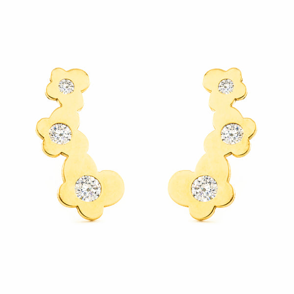9ct Yellow Gold Butterflies Cubic Zirconias Earrings shine