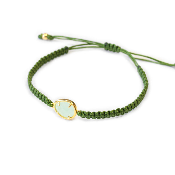 925 Sterling Silver Gold-plated macramé Green bracelet shine