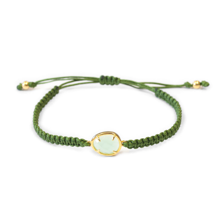 Pulsera macramé verde con piedra semipreciosa