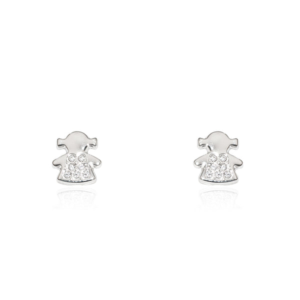 925 Sterling Silver Girl Cubic Zircon shine earrings