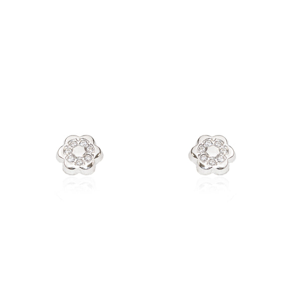 925 Sterling Silver Flower Cubic Zircon shine earrings