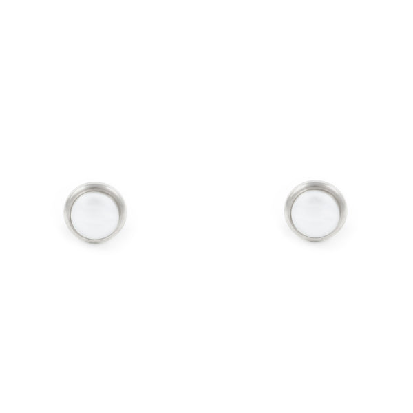 Pendientes Plata de Ley Perla Redonda Shell 6 mm Brillo