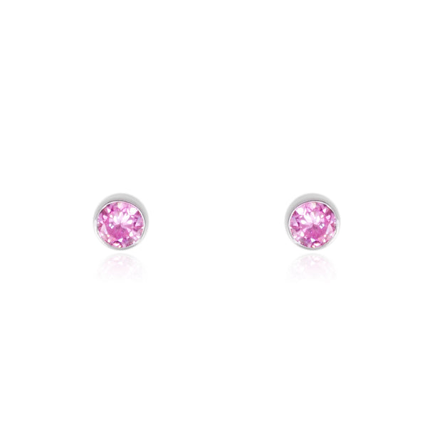 925 Sterling Silver Round Rose Children's shine earrings