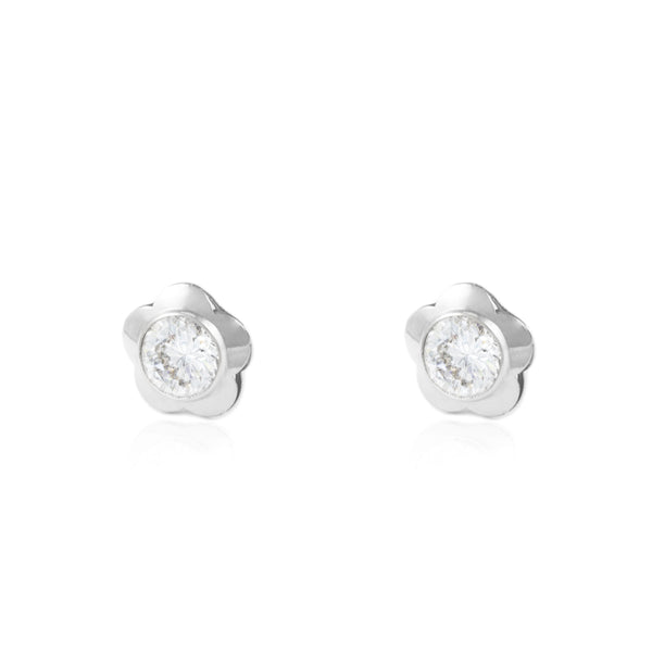 925 Sterling Silver Flower Cubic Zircon shine earrings