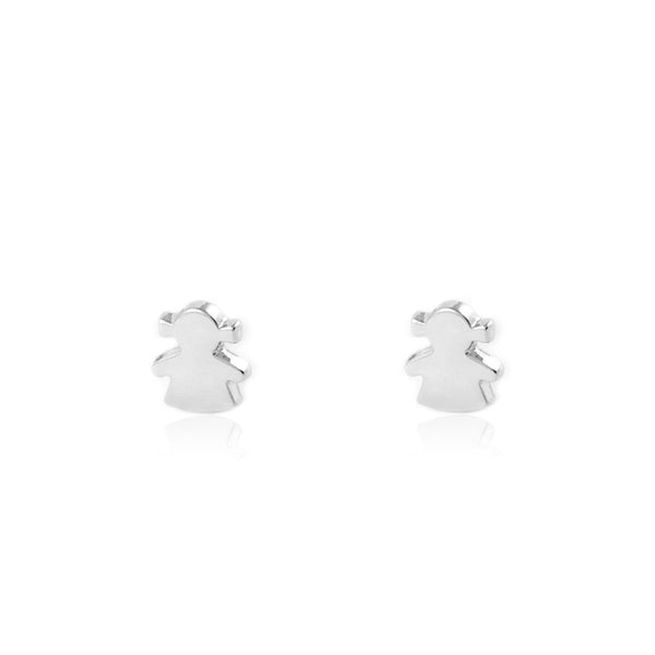 9ct White Gold Girl Children's Baby Girls Earrings shine