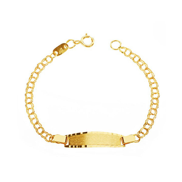 18ct Yellow Gold Personalized Hungarian Slave Bracelet Matte and Shine Finish Baby Girl 12 cm