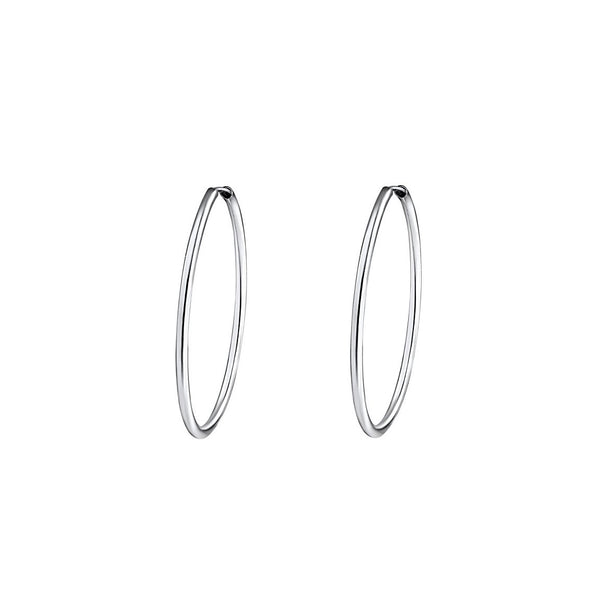 Pendientes Plata de Ley Aros Redondo Brillo 30 x 2 mm